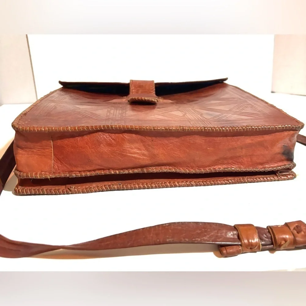 Handmade unisex Elegant Brown Leather Men's crossbody Bag